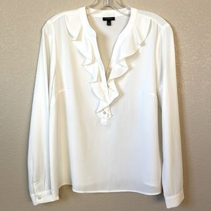 Talbots soft ruffled ivory blouse, size 6